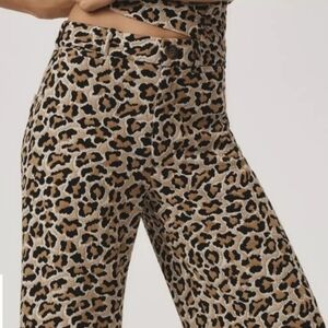 Maeve By Antropology Leopard Print High-Rise Wide Leg Pants - Brown
